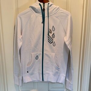 Volcom White Hoodie with Teal Accents
